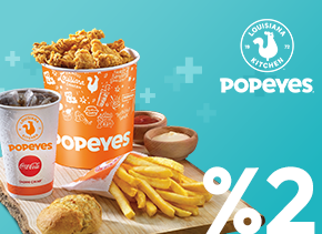 AdaletKart ile TAB Gıda’ya bağlı Popeyes şubelerinden yapacağınız harcamalarda %2 nakit iade fırsatı sizi bekliyor.